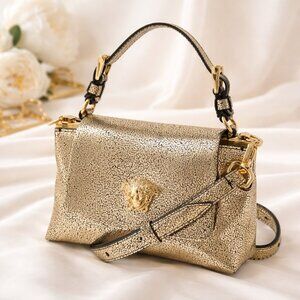 Versace Gold Metallic Medusa Shoulder Bag Small Crossbody Luxury Designer Bag